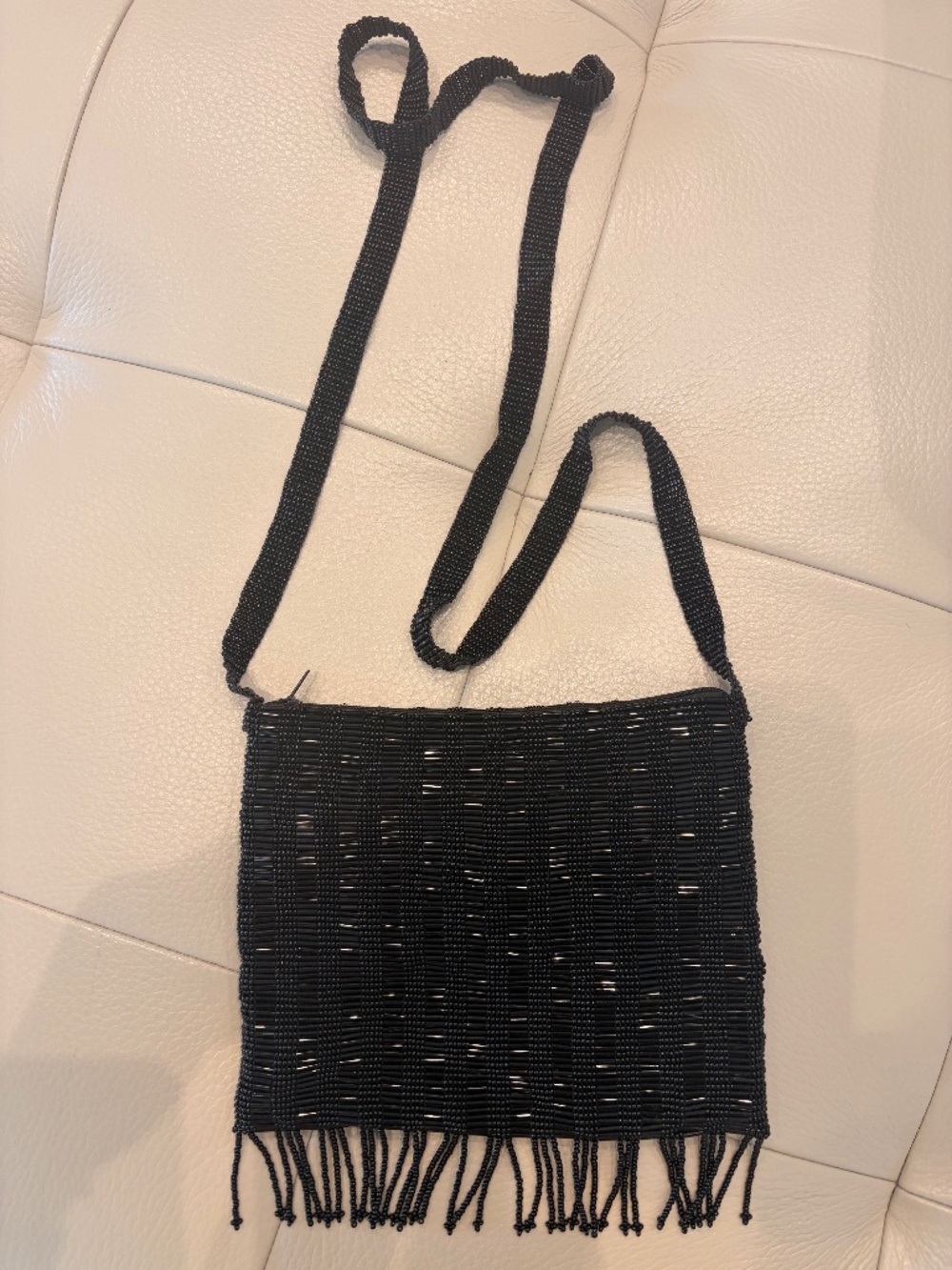 ALL BLACK BEADED SHOULDER PURSE